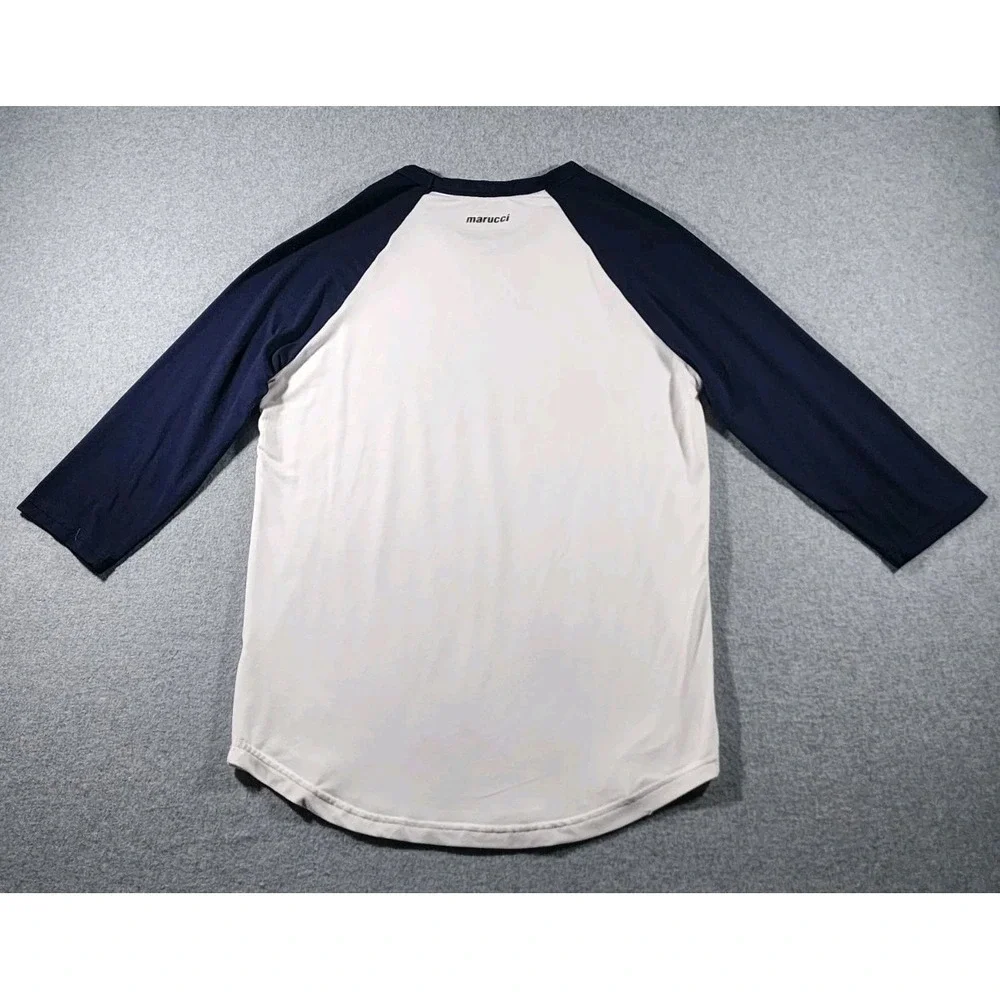 Marucci Men's 3/4 Sleeve Baseball Shirt, Size M, Navy Blue And White, Athletic